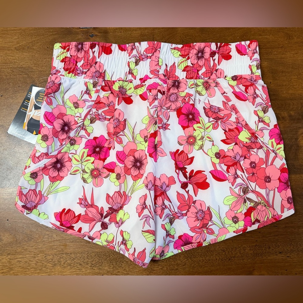 Avia Pink Floral Women's Running Shorts - Picture 2 of 3